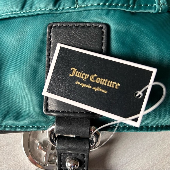 NWT Juicy Couture Green Hot Pink Interior Nylon Shoulder Tote Bag - Picture 10 of 11